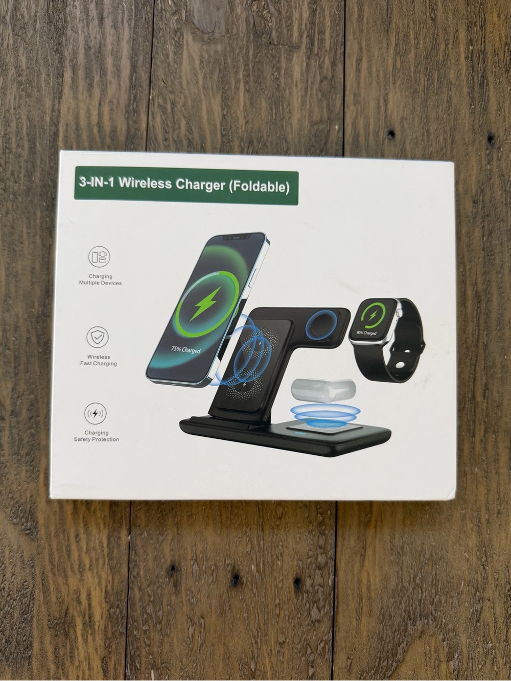 3-in-1 Foldable Wireless Charger Stand - Black